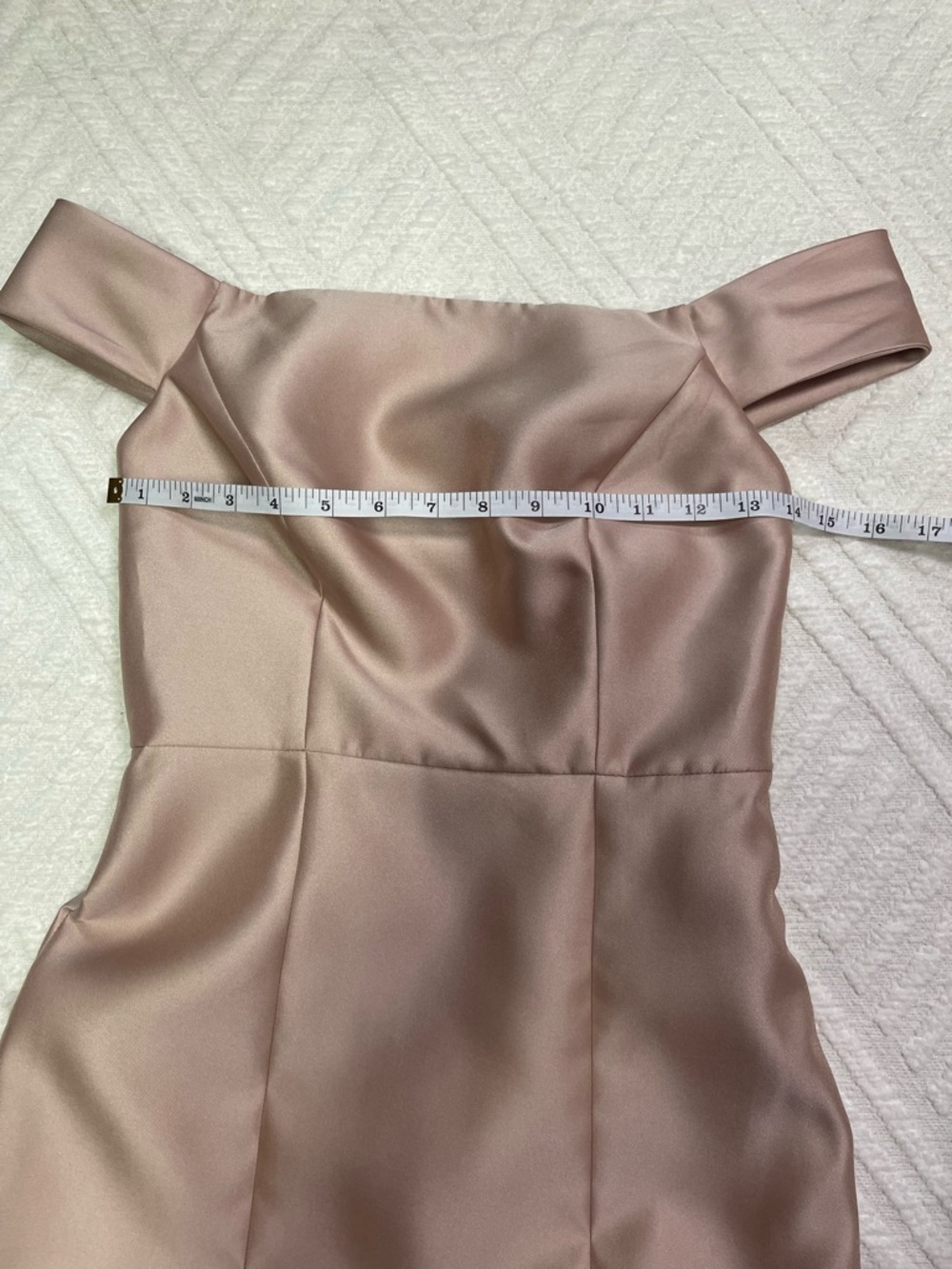 ALFRED SUNG Off-Shoulder Prom Dress in Tan - Size 0 - Picture 11 of 16
